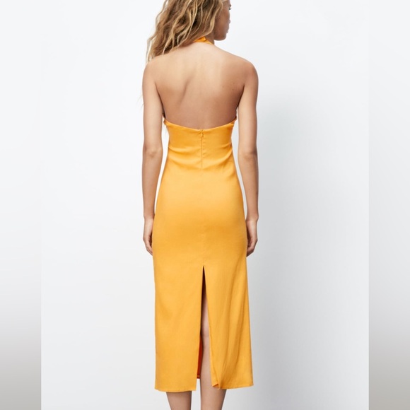 Zara Orange Halter Dress with Cut-Out - Picture 5 of 5